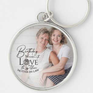 Minimal Calligraphy Photo Birthday Mother-in-law Keychain