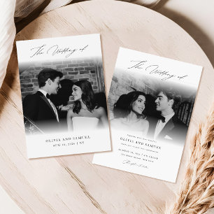 Minimal Calligraphy Script Overlay Photo Wedding Invitation