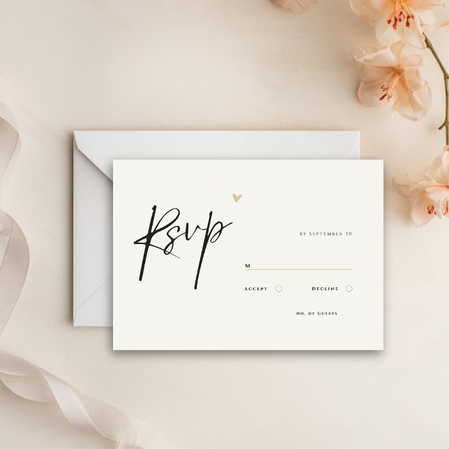 Minimal Calligraphy Typo Wedding  RSVP Card (simple rsvp wedding card without meal options.)