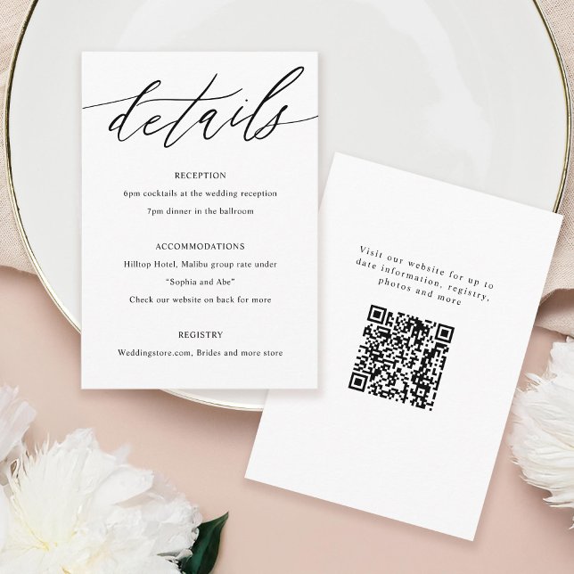 Minimal Calligraphy Wedding Details Enclosure Card (Creator Uploaded)