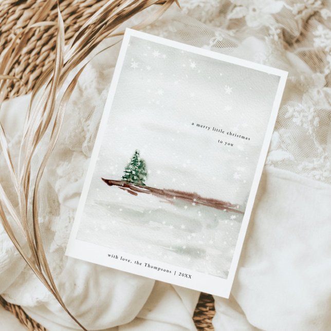 Minimal Calm Snowy Pine Trees Holiday Card (Creator Uploaded)