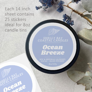 Minimal candle blue ocean breeze label sheet 25