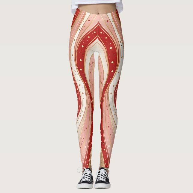 Minimal Candy Flow Leggings – Modern Holiday Wave  (Devant)