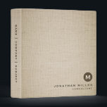 Minimal Canvas Monogram Binder<br><div class="desc">Simple monogrammed binder features a modern design with monogram emblem on canvas burlap background. Custom name presented in the lower right-hand corner in stylish simple font with a complimentary minimal monogram medallion. A modern binder for home or office, a professional monogrammed binder for your workspace. Ideal for consultants, attorneys, real...</div>