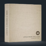 Minimal Canvas Monogram Binder<br><div class="desc">Simple monogrammed binder features a modern design with monogram emblem on canvas burlap background. Custom name presented in the lower right-hand corner in stylish simple font with a complimentary minimal monogram medallion. A modern binder for home or office, a professional monogrammed binder for your workspace. Ideal for consultants, attorneys, real...</div>