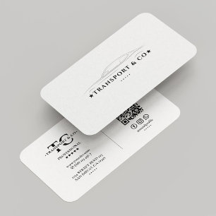 Minimal Car Driver Transport Taxi Company White Business Card