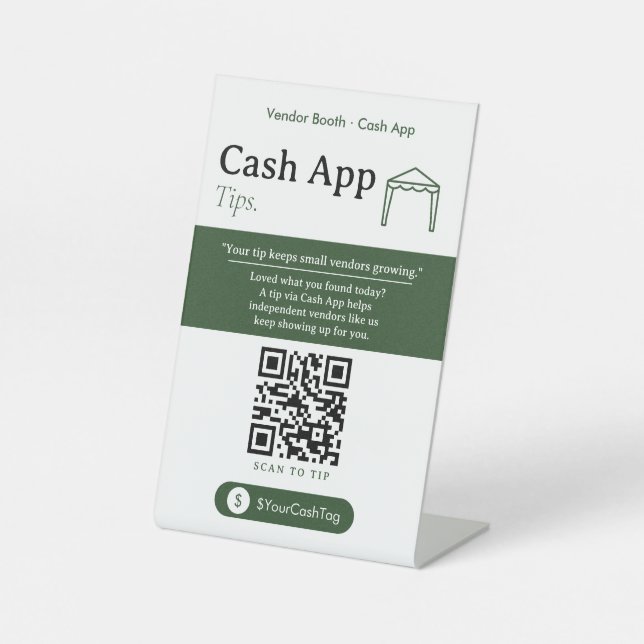 Minimal Cash App Tips QR Code Sign | Cash App Tips (Front)