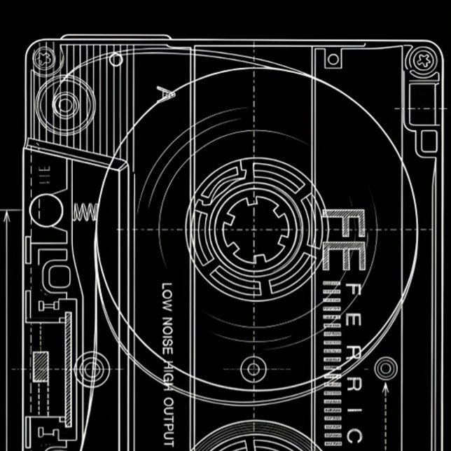 Minimal Cassette Blueprint T-Shirt | Vintage Audio (Creator Uploaded)