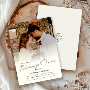 Minimal Casual Script Photo Rehearsal Dinner  Invitation