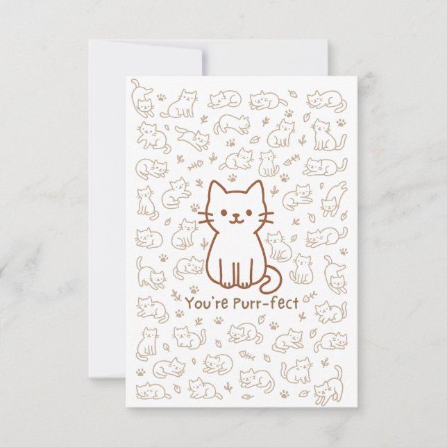 Minimal Cat Doodle Card | Line Drawing (Front)