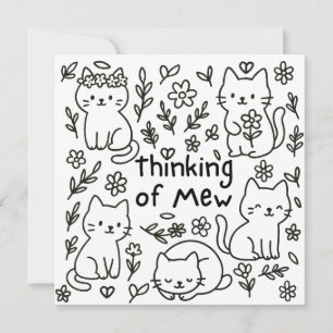 Minimal Cat Doodle Thinking of You Card
