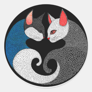 🐾 Minimal Cat Duo For Modern Pet Lovers Design 🐾 Classic Round Sticker