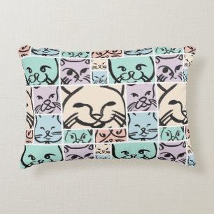 Minimal Cats Line Art Collage Accent Pillow