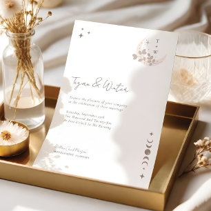 Minimal Celestial Holistic Moon & Stars Monogram Invitation