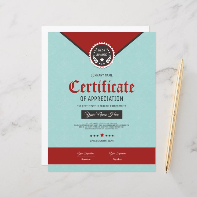  Minimal Certificate Template - Elegant & Simple  (Front/Back In Situ)