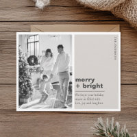Minimal Champagne Beige Merry + Bright Christmas 