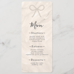 Minimal Champagne Pearl Bow Wedding Reception Menu