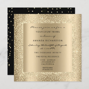 Minimal Champaigne Gold Black Confetti Sepia Glam Invitation