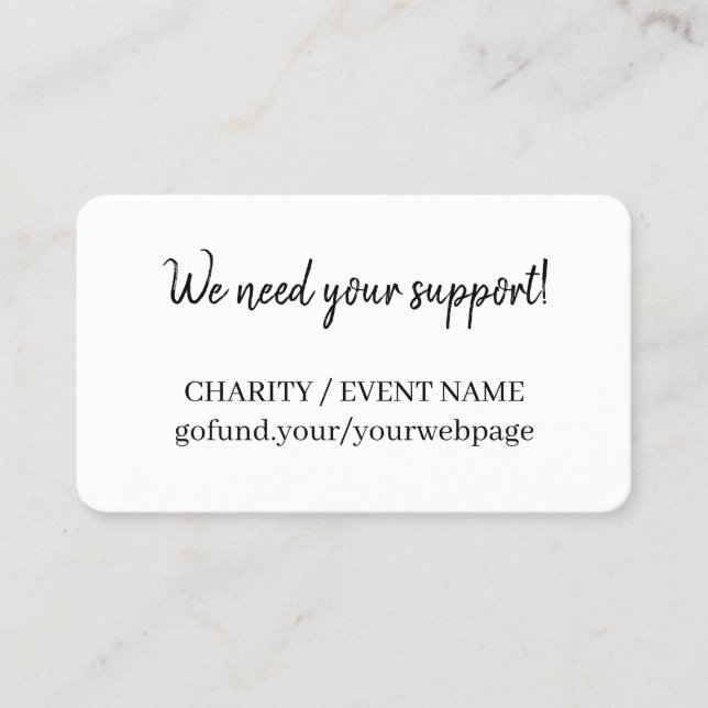 Minimal Charity Fundraising Donate Now Card (Front)