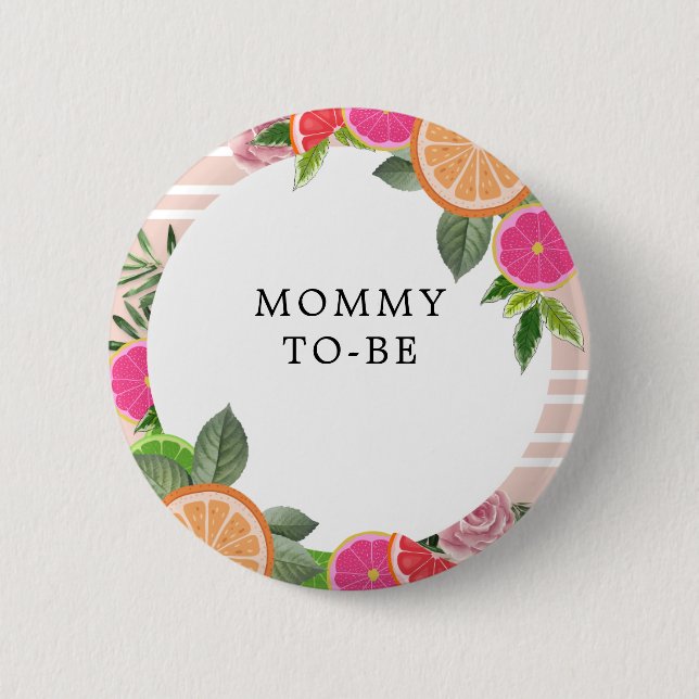 Minimal Cheerful Summer Citrus Botanical Fruits  2 Inch Round Button (Front)