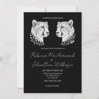 Minimal Cheetah Chic White Script Big Cat Wedding