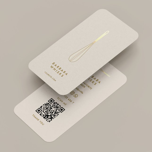 Minimal Chef Baker Pastry Caterer Sand Whisk  Business Card (Minimal Chef Baker Pastry Caterer Sand Whisk Business Card
)