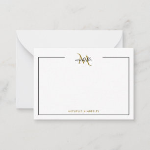Minimal Chic Black and Gold Monogram Card