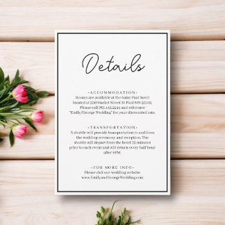 Minimal Chic Black And White Elegant Wedding Enclosure Card
