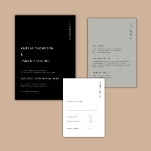 Minimal & Chic Black Modern Simple Wedding Invitation