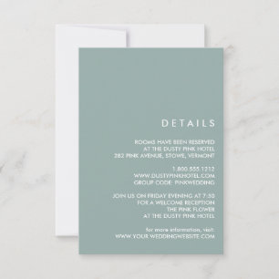 Minimal Chic Dusty Blue   Wedding Guest Details Invitation
