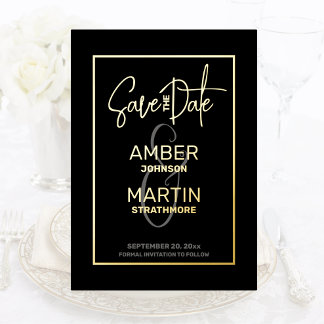 Minimal Chic Elegant Black Gold Save the Date