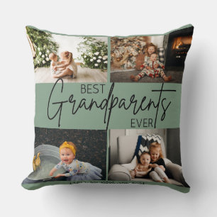 Minimal Chic Green Best Grandparents Photo Throw Pillow