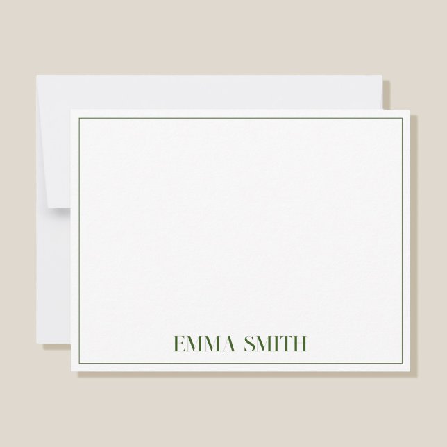 Minimal Chic Green Personalized Monogram Card (Creator Uploaded)