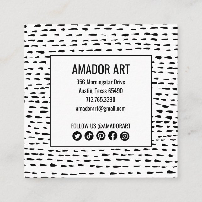Minimal Chic Handmade Dashes Dots Black & White  Discount Card (Back)