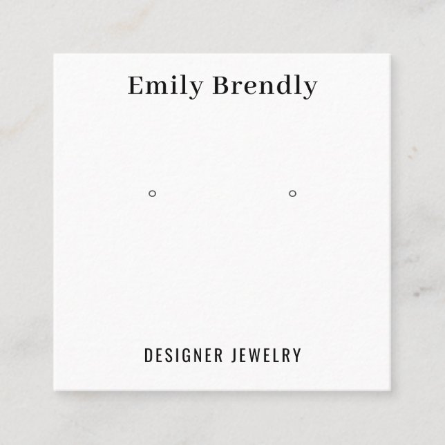Minimal Chic Jewellery Earring Display Business Ca Square Business Card (Front)