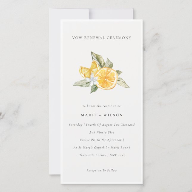 Minimal Chic Lemon Boho Fauna Vow Renewal Invite (Front)