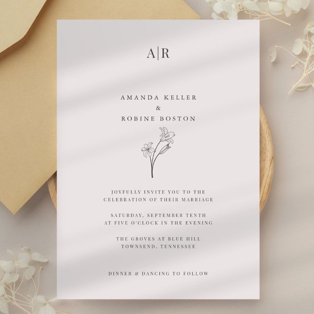 Minimal Chic Monogram Wedding Invitation (Creator Uploaded)