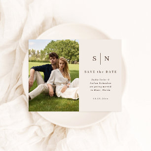 Minimal Chic Neutral Photo Wedding Save the Date Postcard