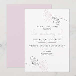 Minimal Chic Pale Pink and Charcoal Flowers Invitation