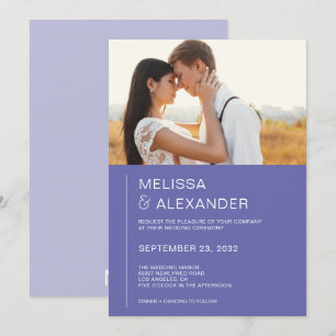 Minimal chic periwinkle photo wedding invitation