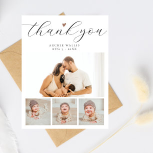 Minimal Chic Photo Collage Baby Shower Thank You Postcard