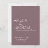 Minimal Chic Prune and Blush Wedding Invitation