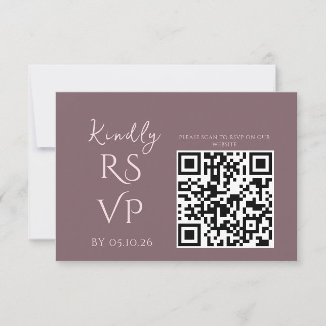 Minimal Chic Prune and Blush Wedding RSVP (Front)