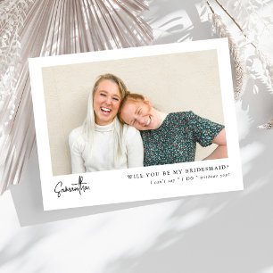 Minimal Chic Script Photo Bridesmaid Proposal 