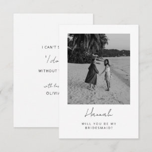 Minimal Chic Script Photo Bridesmaid Proposal Card