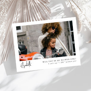 Minimal Chic Script Photo Flower Girl Proposal