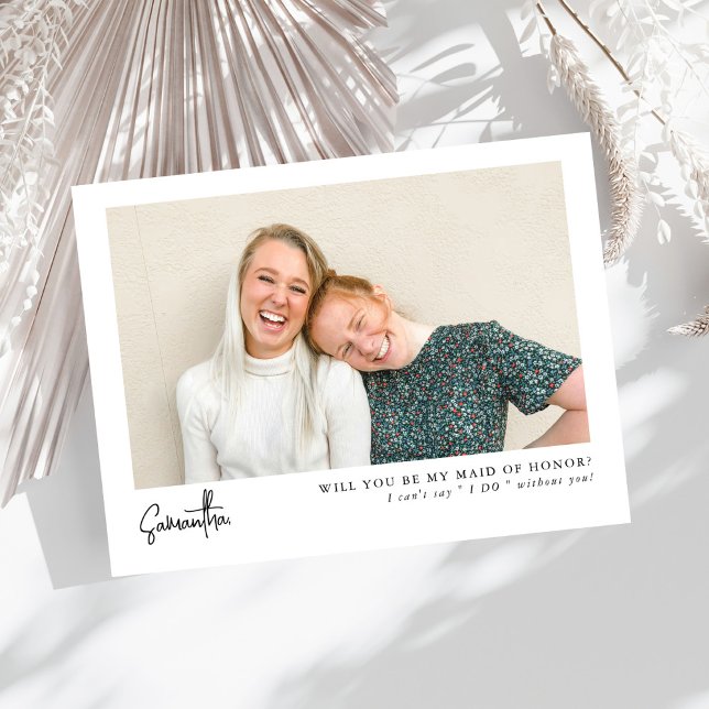 Minimal Chic Script Photo Maid of Honour Proposal  (Creator Uploaded)