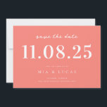 Minimal Chic Wedding Date Non-Photo Save The Date<br><div class="desc">Personalize this minimal chic design wedding save the date with all of your details in coral pink colour.</div>