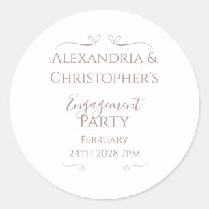 Minimal Chic Wedding Engagement Party Classic Round Sticker