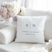 Minimal Chic White and Navy Blue Wedding Monogram